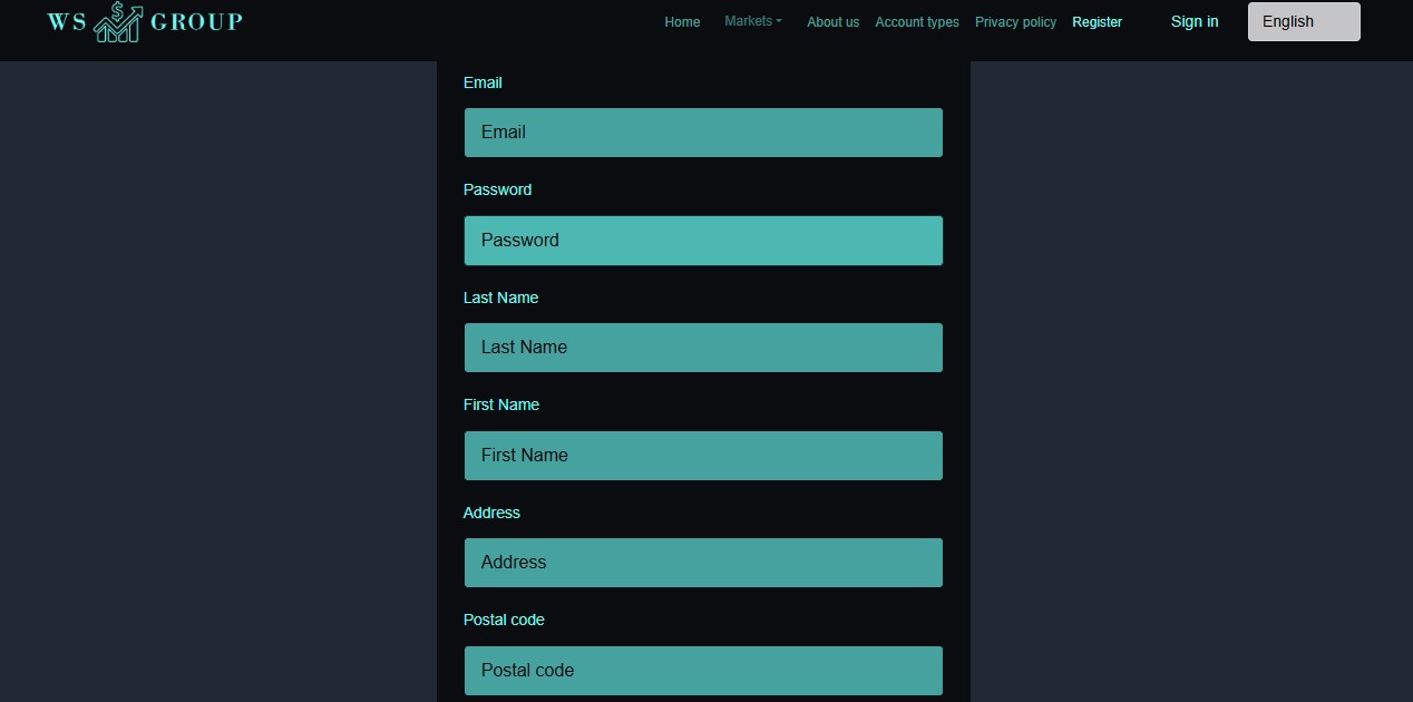 WS Group Registration Page