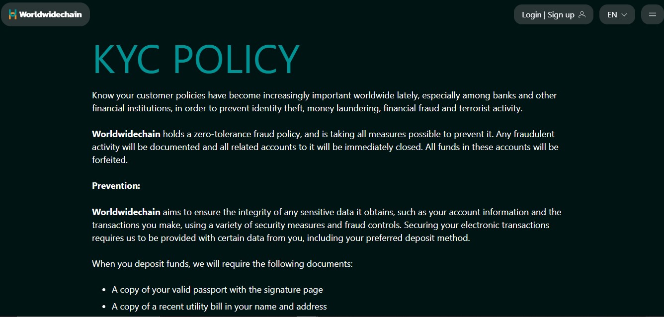 World Wide Chain KYC Policy