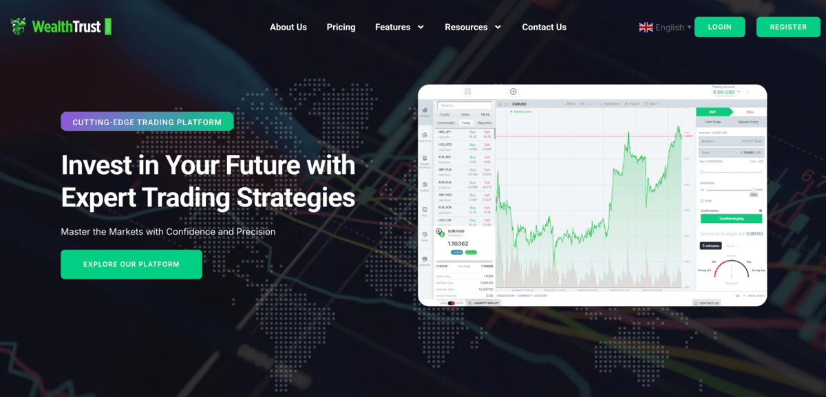 Wealth trust capital home page screenshot